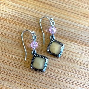 Lia Sophia Dangling Earrings Pink and Yellow Like New!